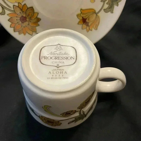 Set of 4 Aloha 9023 Noritake Cups/Saucers ~Made in Japan~ VINTAGE -MINT- - Picture 2 of 5